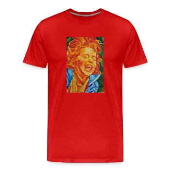 Happy Life - Männer Premium Bio T-Shirt - Rot - Vorne - Damien (186cm)