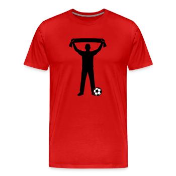 Fussball Fan Silhouette - Männer Premium Bio T-Shirt - Rot - Vorne - Damien (186cm)