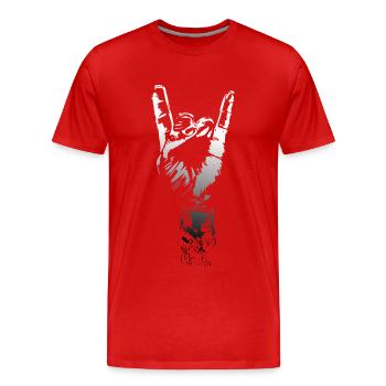 Signe de musique Hand Metal - T-shirt bio Premium Homme - rouge - Devant - Damien (186cm)
