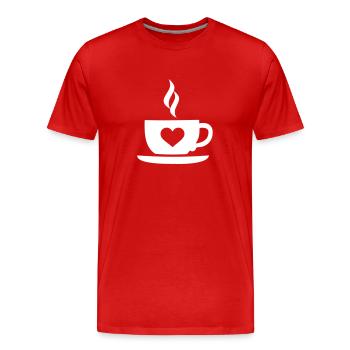 Kaffee - Männer Premium Bio T-Shirt - Rot - Vorne - Damien (186cm)
