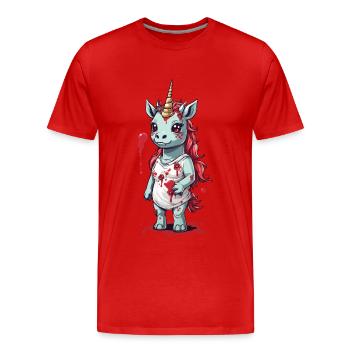 Licorne zombie Halloween point culminant Spooky Design - T-shirt bio Premium Homme - rouge - Devant - Damien (186cm)