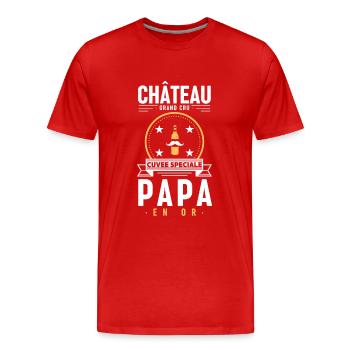 Papa Château papa en or au top cuvée spéciale - T-shirt bio Premium Homme - rouge - Devant - Damien (186cm)