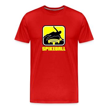 Farben änderbar | Spikeball Roundnet Fun - Männer Premium Bio T-Shirt - Rot - Vorne - Damien (186cm)