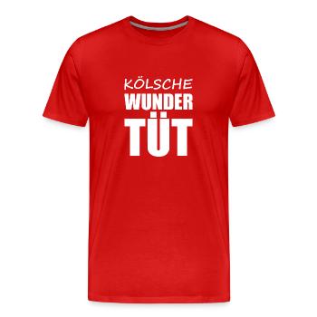 Kölsch - Dialekt - Spruch - Männer Premium Bio T-Shirt - Rot - Vorne - Damien (186cm)
