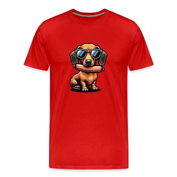 Dachshunds are hungry dogs hunting dog - Men's Premium Organic T-Shirt - red - Front - Damien (186cm)