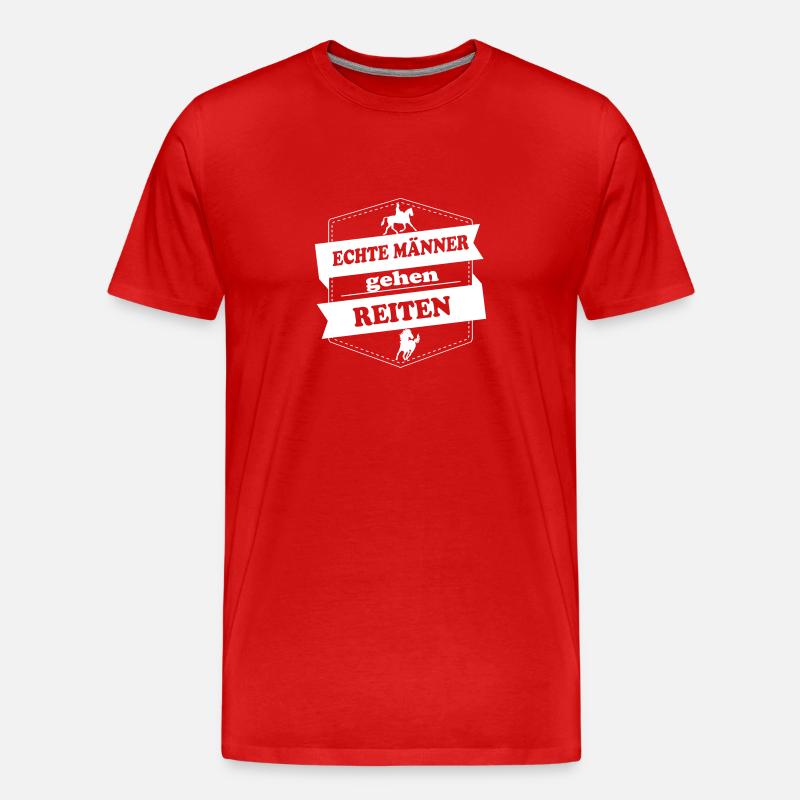 echte maenner gehen reiten - Männer Premium Bio T-Shirt - Rot