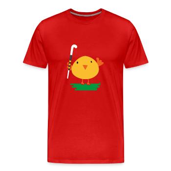 Hockey Hockey-chick plays field hockey - Men's Premium Organic T-Shirt - red - Front - Damien (186cm)