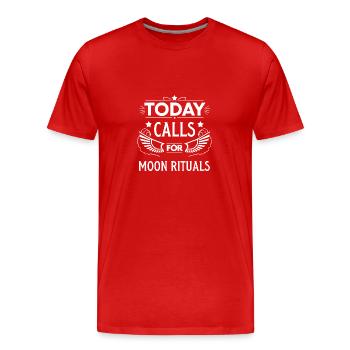 Aujourd’hui, les rituels de la lune au design mystique - T-shirt bio Premium Homme - rouge - Devant - Damien (186cm)