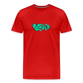 Herz grün - Männer Premium Bio T-Shirt - Rot - Vorne - Damien (186cm)