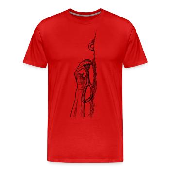 Almost There - Men's Premium Organic T-Shirt - red - Front - Damien (186cm)