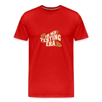Journée de test à l’ère des tests Enseignement des enseignants - T-shirt bio Premium Homme - rouge - Devant - Damien (186cm)