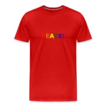 PEACE coloré - T-shirt bio Premium Homme - rouge - Devant - Damien (186cm)