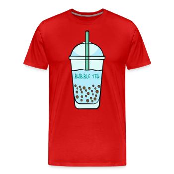 Ein plastik Becher Boba Tea Getränk Bubble Tea - Männer Premium Bio T-Shirt - Rot - Vorne - Damien (186cm)