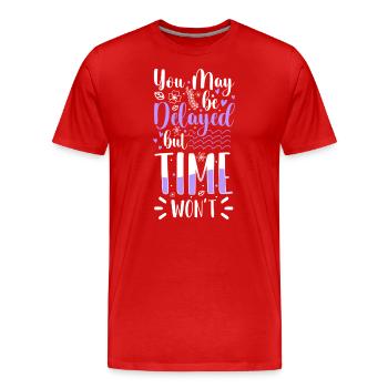 Time Symbol Form Company - Men's Premium Organic T-Shirt - red - Front - Damien (186cm)