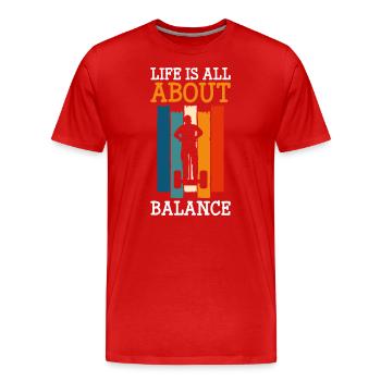 Roller Balance Floating Board - Men's Premium Organic T-Shirt - red - Front - Damien (186cm)