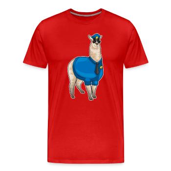 Alpaka Polizist Sonnenbrille Polizei - Männer Premium Bio T-Shirt - Rot - Vorne - Damien (186cm)