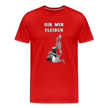 Skelett betet - gib mir Fleisch - Getreide Korn - Männer Premium Bio T-Shirt - Rot - Vorne - Damien (186cm)