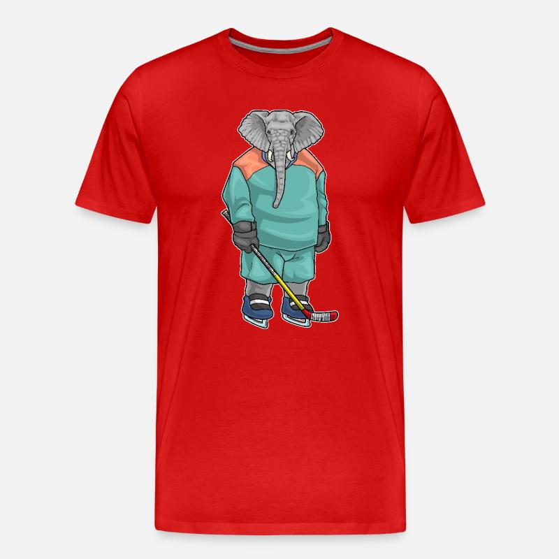 Elefant Eishockey Eishockeyschläger - Männer Premium Bio T-Shirt - Rot