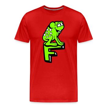 Buchstabe F Frosch Kröte Name ABC Lernen Schule - Männer Premium Bio T-Shirt - Rot - Vorne - Damien (186cm)