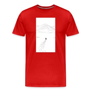 Einsamer Spaziergang in die Berge - Männer Premium Bio T-Shirt - Rot - Vorne - Damien (186cm)