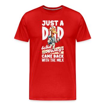 Papa est revenu avec du lait. Astronaute. - T-shirt bio Premium Homme - rouge - Devant - Damien (186cm)