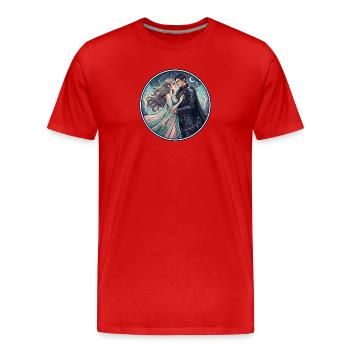 Amour des Elfes de la Nuit au Clair de Lune dans la Forêt des Étoiles - T-shirt bio Premium Homme - rouge - Devant - Damien (186cm)