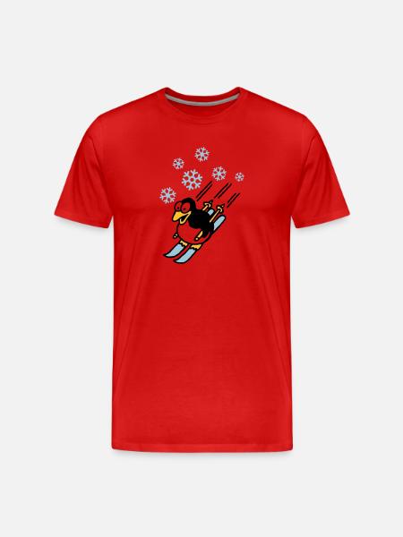 pinguin_ski_022011_d_3c - Männer Premium Bio T-Shirt - Rot