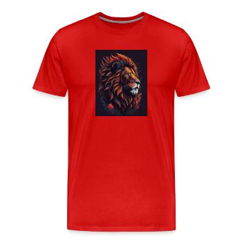 Lion - T-shirt bio Premium Homme - rouge - Devant - Damien (186cm)