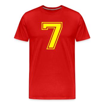 7, Seven, jersey, nombre, nombre - T-shirt bio Premium Homme - rouge - Devant - Damien (186cm)