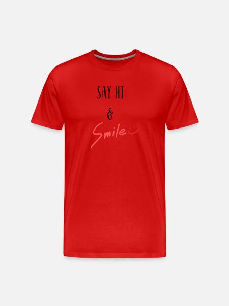 Sag Hi und lächle! - Männer Premium Bio T-Shirt - Rot