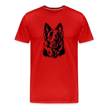 Deutscher Schwarzer Schäferhund Portrait Wilsigns - Männer Premium Bio T-Shirt - Rot - Vorne - Damien (186cm)
