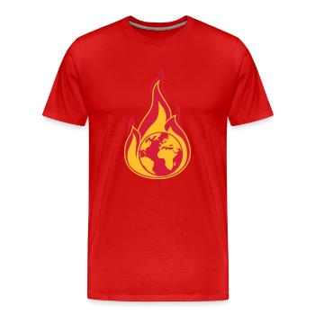 planet erde on fire heimat klimawandel globale erw - Männer Premium Bio T-Shirt - Rot - Vorne - Damien (186cm)