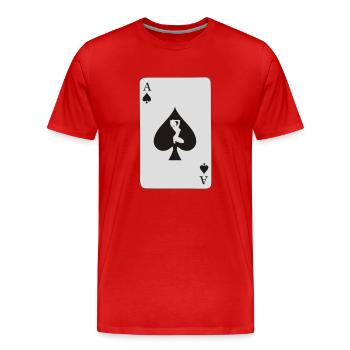 Card Ace of Spade with sexy girl - Men's Premium Organic T-Shirt - red - Front - Damien (186cm)