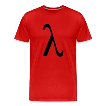 Lamda - Männer Premium Bio T-Shirt - Rot - Vorne - Damien (186cm)