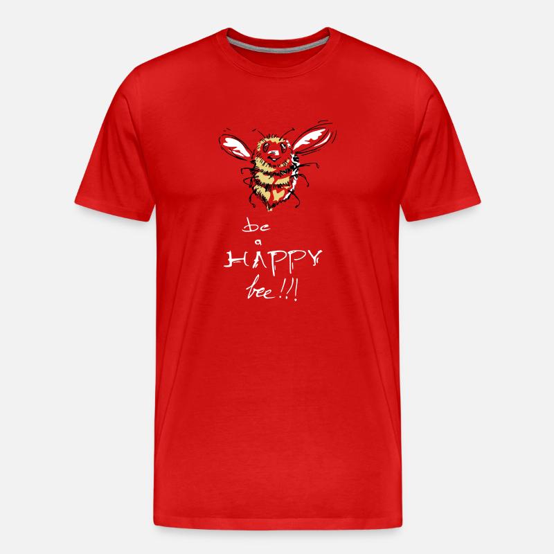 Sei eine glückliche Biene - Männer Premium Bio T-Shirt - Rot