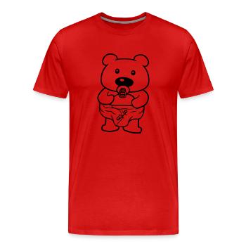 schnuller baby teddy windel stehender suesser klei - Männer Premium Bio T-Shirt - Rot - Vorne - Damien (186cm)