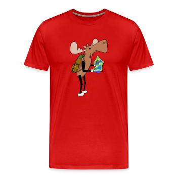 Carte de randonnée Moose Comic - T-shirt bio Premium Homme - rouge - Devant - Damien (186cm)