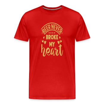 La bière ne m’a jamais brisé le cœur - T-shirt bio Premium Homme - rouge - Devant - Damien (186cm)