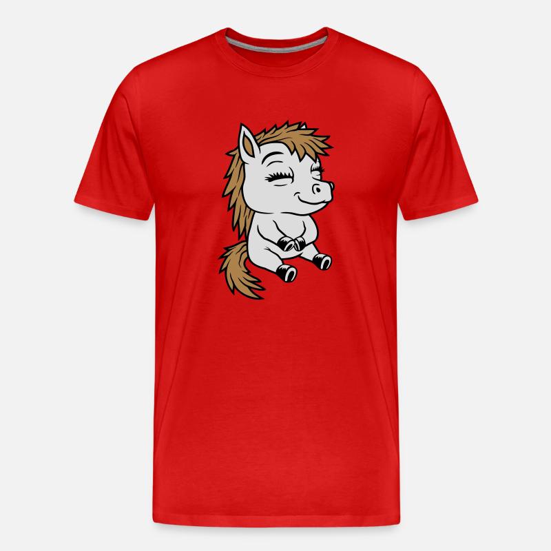 Kleines sitzendes Comic Pony - Männer Premium Bio T-Shirt - Rot