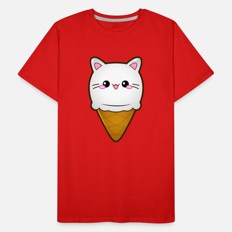 Ice Cream Cat Eiscreme Eis Katze Vanille Eiskugel Männer Premium Bio T-Shirt