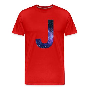 Galaxy J lettre Space Stars Idée cadeau - T-shirt bio Premium Homme - rouge - Devant - Damien (186cm)