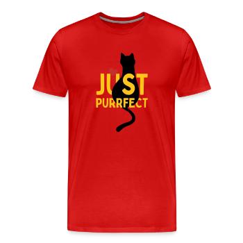Pfotschafter Design: Just Purrfect cat with heart - Men's Premium Organic T-Shirt - red - Front - Damien (186cm)