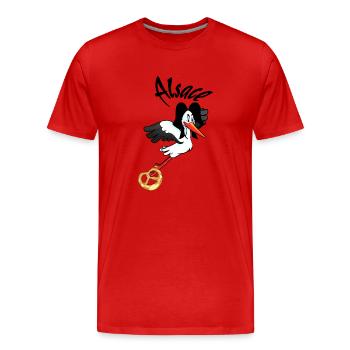 Alsace Stork - Men's Premium Organic T-Shirt - red - Front - Damien (186cm)