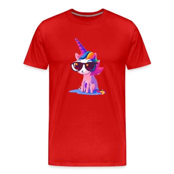 Licorne Animal mythique Licorne Licorne Fille - T-shirt bio Premium Homme - rouge - Devant - Damien (186cm)