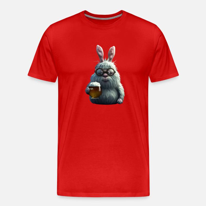 Lustiger Osterhase mit Bier - Männer Premium Bio T-Shirt - Rot