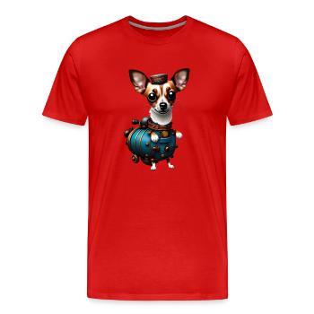 Steampunk Chihuahua - Men's Premium Organic T-Shirt - red - Front - Damien (186cm)