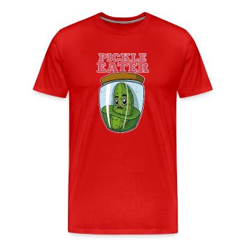 Cornichons Concombres Fruits Nourriture végétalienne Dicton - T-shirt bio Premium Homme - rouge - Devant - Damien (186cm)