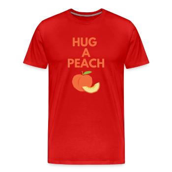 HUG A PEACH - Men's Premium Organic T-Shirt - red - Front - Damien (186cm)