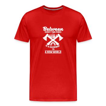 Gateway to a new world - Men's Premium Organic T-Shirt - red - Front - Damien (186cm)
