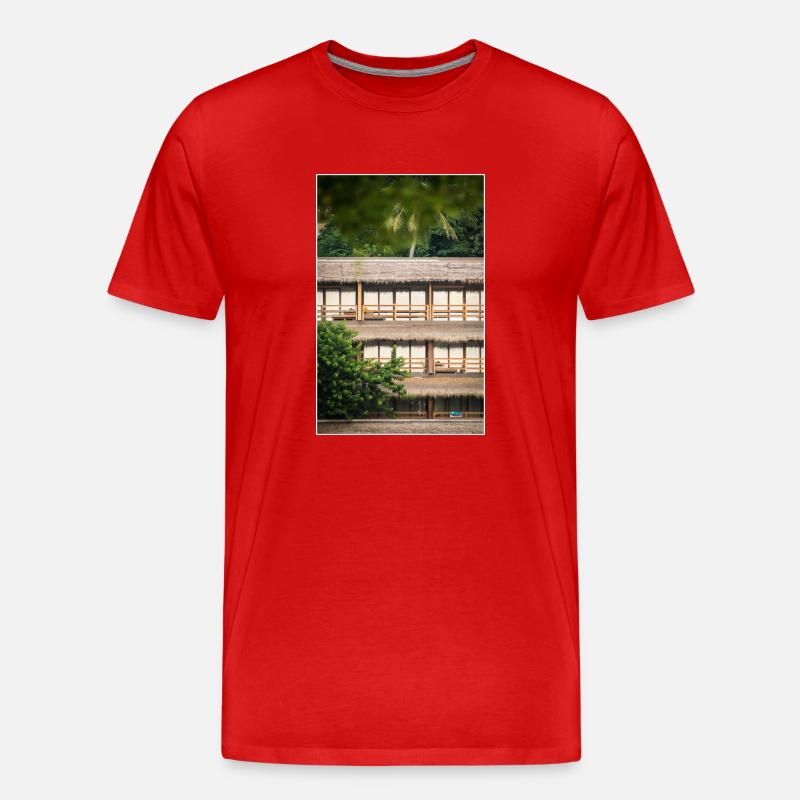 hotel under palm trees - Männer Premium Bio T-Shirt - Rot